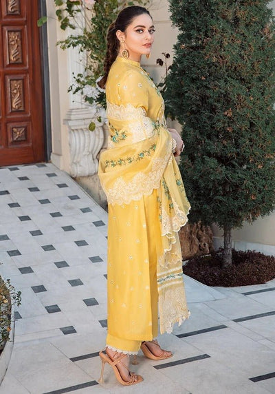 Kahf Premium 3 Piece Stitched Embroidered Lawn Suit - KLL-01-A DAFFODIL
