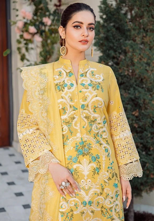 Kahf Premium 3 Piece Stitched Embroidered Lawn Suit - KLL-01-A DAFFODIL