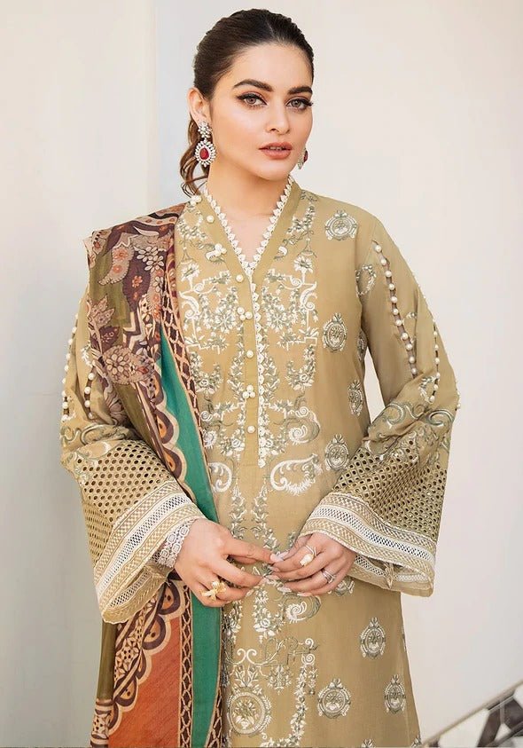 Kahf Premium 3 Piece Stitched Embroidered Lawn Suit - KLL-04-B MANDELA