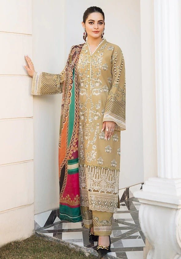 Kahf Premium 3 Piece Stitched Embroidered Lawn Suit - KLL-04-B MANDELA
