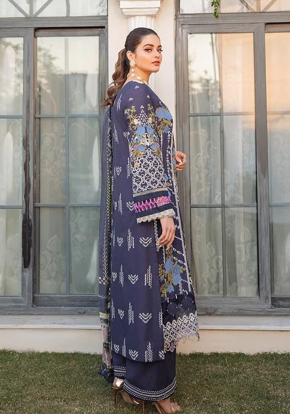 Kahf Premium 3 Piece Stitched Embroidered Lawn Suit - KLL-06-A MIDNIGHT ORCHARD