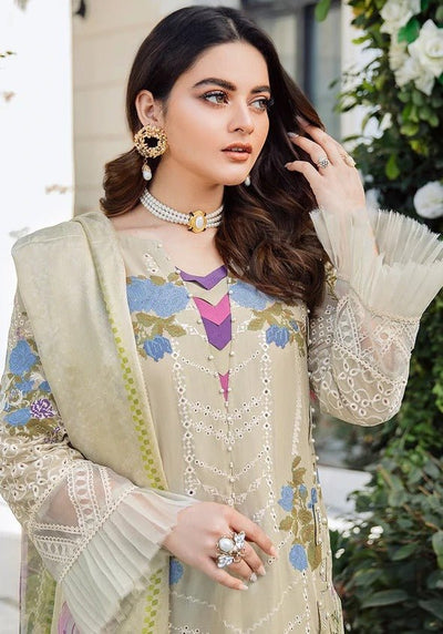 Kahf Premium 3 Piece Stitched Embroidered Lawn Suit - KLL-06-B BUTTERCUP