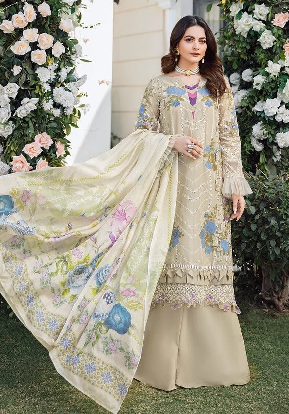 Kahf Premium 3 Piece Stitched Embroidered Lawn Suit - KLL-06-B BUTTERCUP