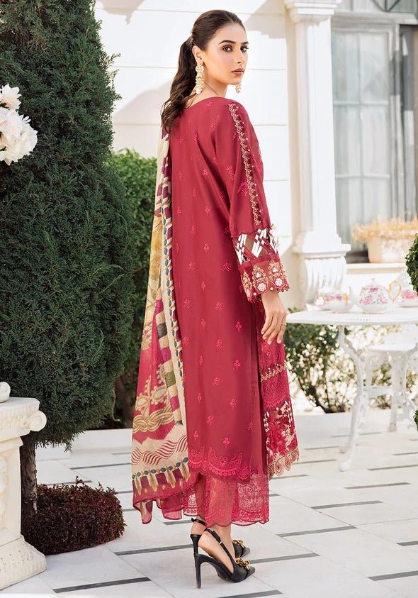 Kahf Premium 3 Piece Stitched Embroidered Lawn Suit - KLL-07 SCARLET