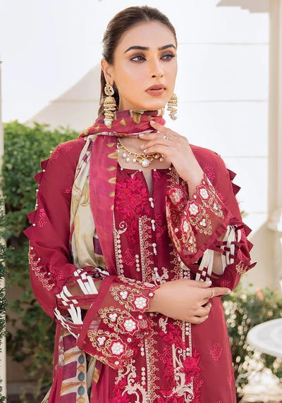 Kahf Premium 3 Piece Stitched Embroidered Lawn Suit - KLL-07 SCARLET