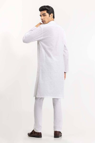 Gul Ahmed Ready to Wear White Basic Kurta KR-PLN22-028