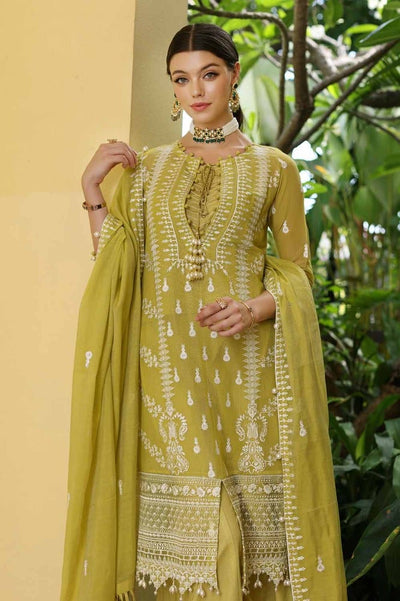 Gul Ahmed 3PC Embroidered Paper Cotton Unstitched Suit with Embroidered Paper Cotton Dupatta and Inner - LE-42016