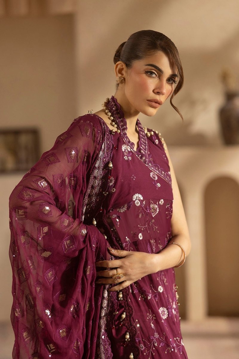 Gul Ahmed 3 Piece Unstitched Embroidered Chiffon Suit With Embroidered Chiffon Dupatta LE-52014