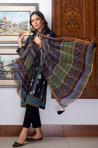 Lakhany 03 Piece Unstitched Printed Embroidered Lawn Suit - LG-AA-0032
