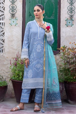 Lakhany 03 Piece Unstitched Fancy Dyed Embroidered Slub Suit - LG-EA-0433