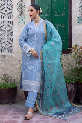 Lakhany 03 Piece Unstitched Fancy Dyed Embroidered Slub Suit - LG-EA-0433