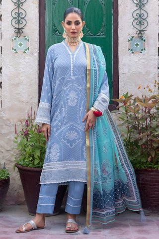 Lakhany 03 Piece Unstitched Fancy Dyed Embroidered Slub Suit - LG-EA-0433