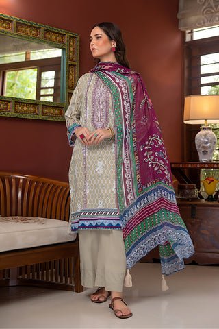 Lakhany 03 Piece Unstitched Printed Embroidered Lawn Suit - LG-EA-0445