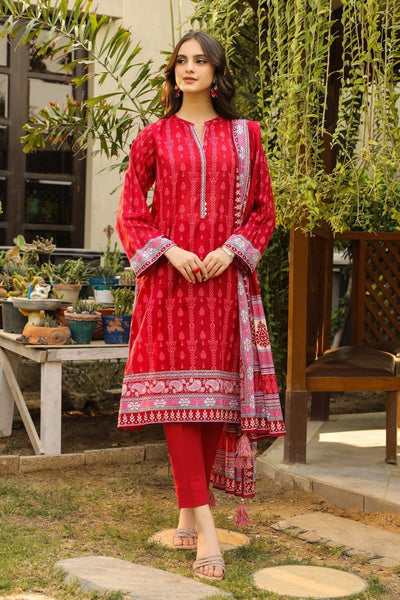 Lakhany 03 Piece Unstitched Komal Printed Lawn with Printed Chiffon Dupatta - LG-IZ-0103-A