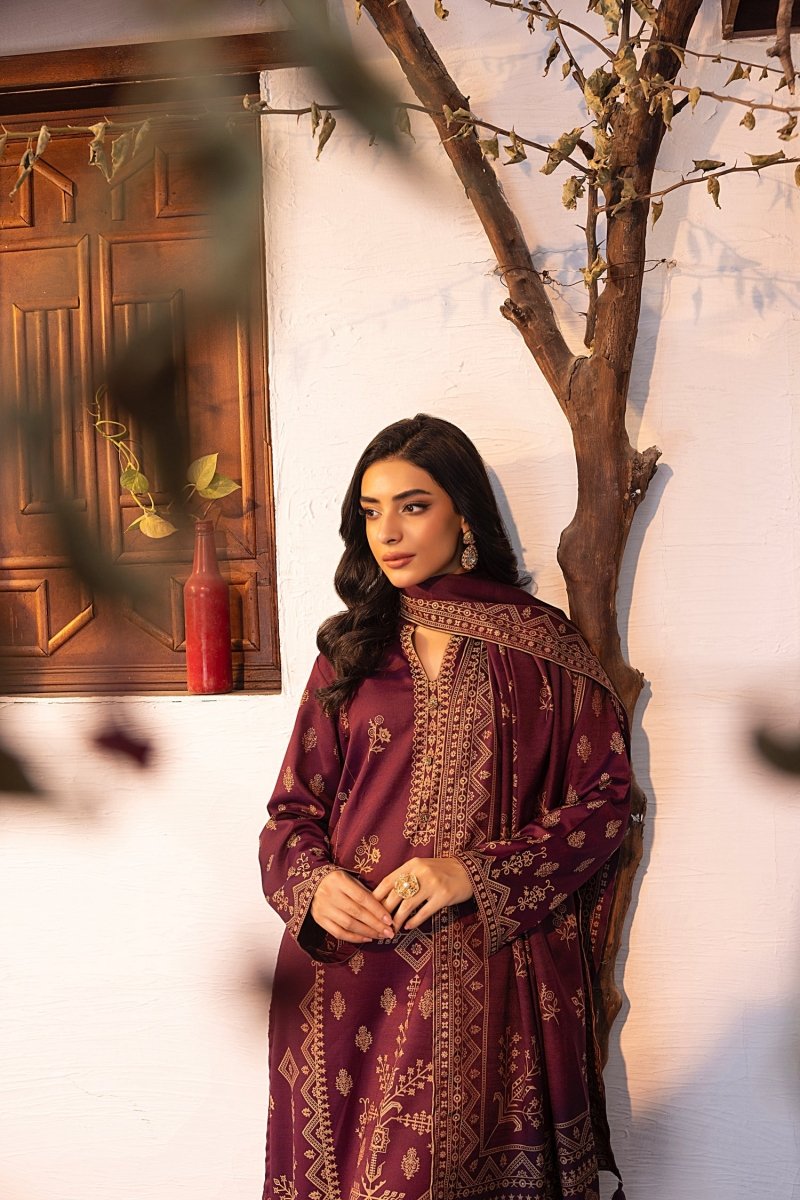 Lakhany 03 Piece Unstitched Pearl Printed Marina Suit - LG-MM-0815-B