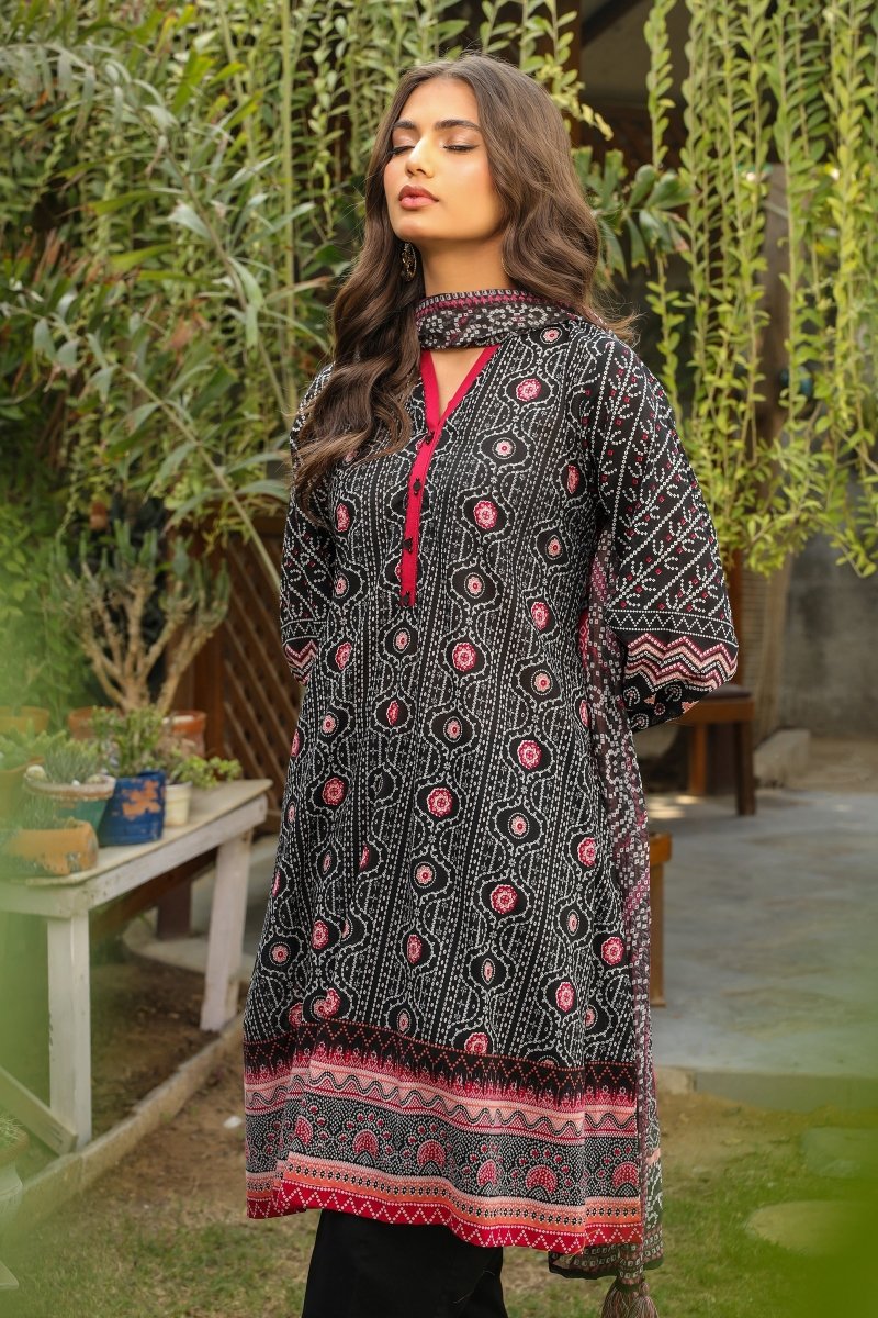 Lakhany 03 Piece Unstitched Komal Printed Lawn with Printed Chiffon Dupatta - LG-RL-0002-A