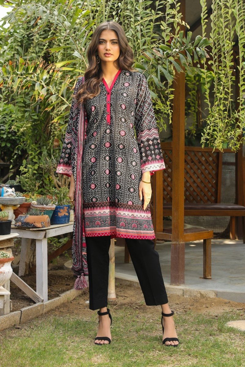 Lakhany 03 Piece Unstitched Komal Printed Lawn with Printed Chiffon Dupatta - LG-RL-0002-A