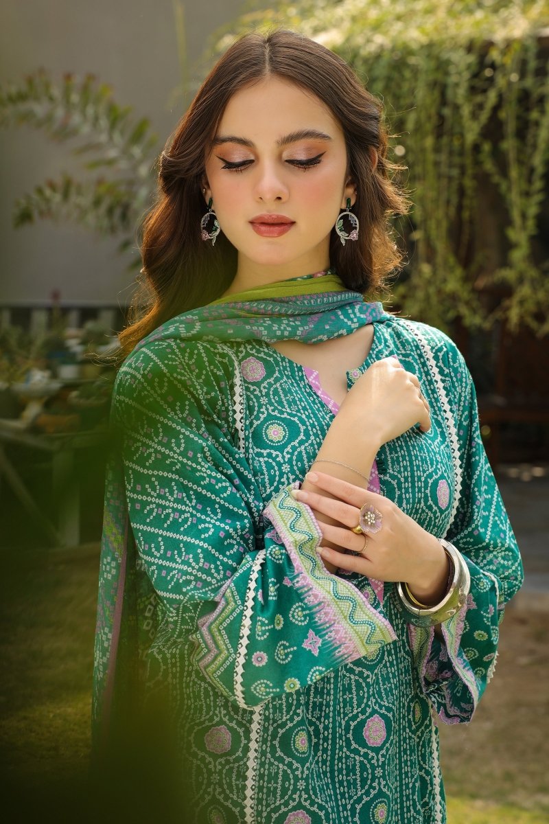 Lakhany 03 Piece Unstitched Komal Printed Lawn with Printed Chiffon Dupatta - LG-RL-0002-B