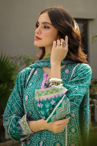 Lakhany 03 Piece Unstitched Komal Printed Lawn with Printed Chiffon Dupatta - LG-RL-0002-B