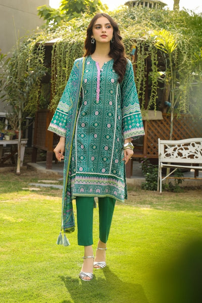 Lakhany 03 Piece Unstitched Komal Printed Lawn with Printed Chiffon Dupatta - LG-RL-0002-B