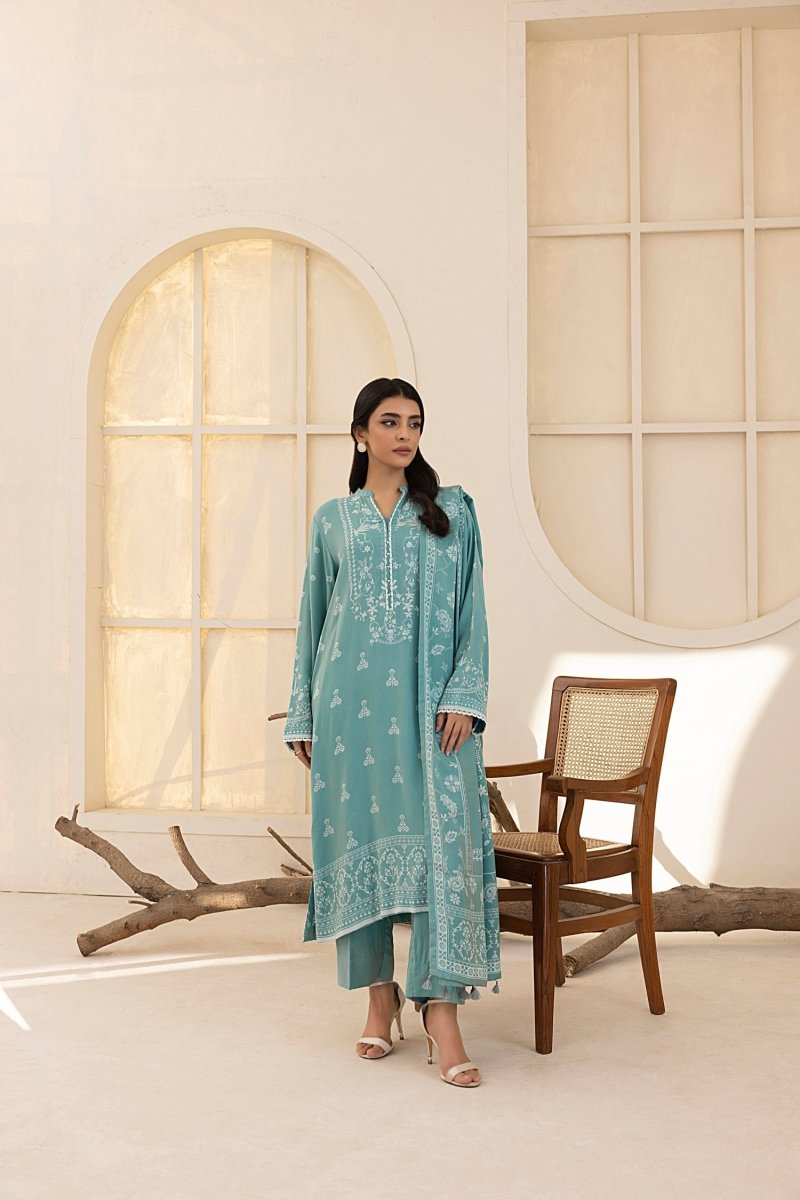 Lakhany 03 Piece Unstitched Pashmina Printed Suit - LG-RL-0118-C