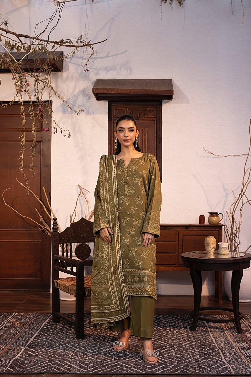 Lakhany 03 Piece Unstitched Pearl Printed Marina Suit - LG-RL-0143-C