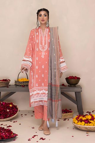 Lakhany 03 Piece Unstitched Printed Embroidered Lawn Suit - LG-SK-0052