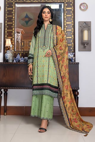Lakhany 03 Piece Unstitched Printed Embroidered Lawn Suit - LG-SR-0115