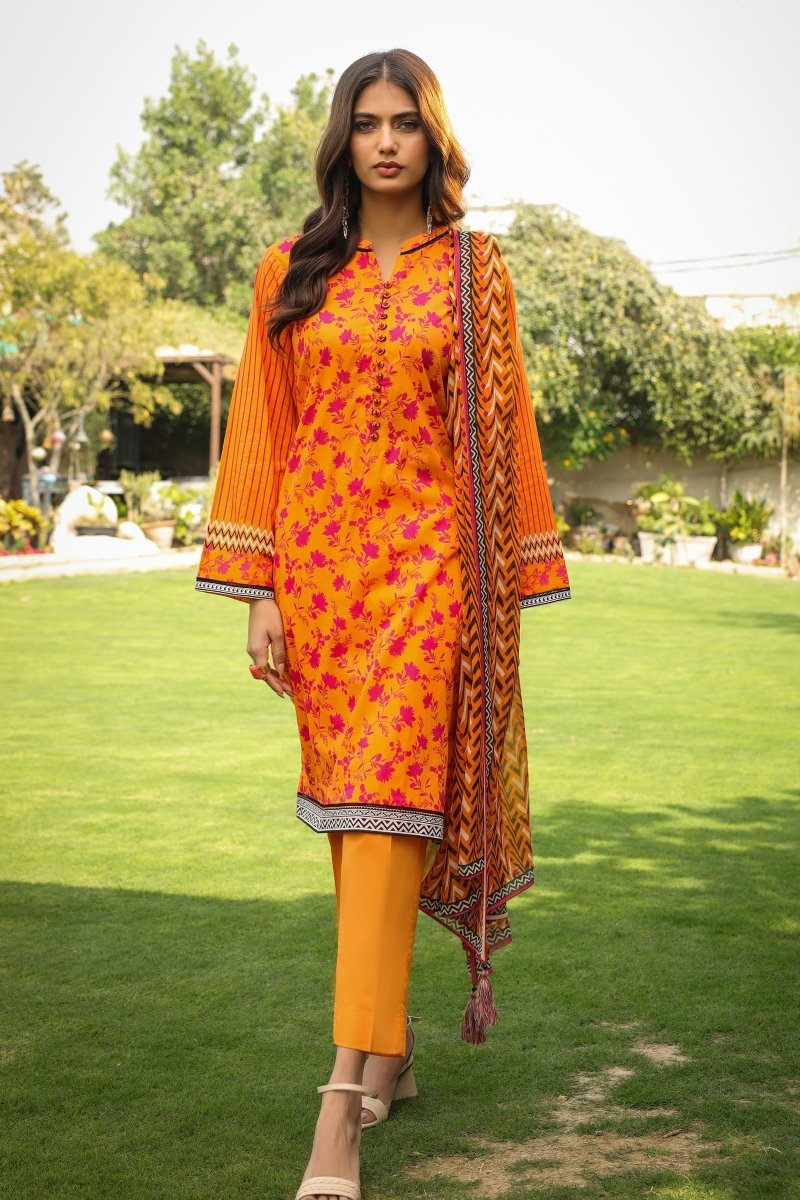 Lakhany 03 Piece Unstitched Komal Printed Lawn with Printed Chiffon Dupatta - LG-SR-0147-A