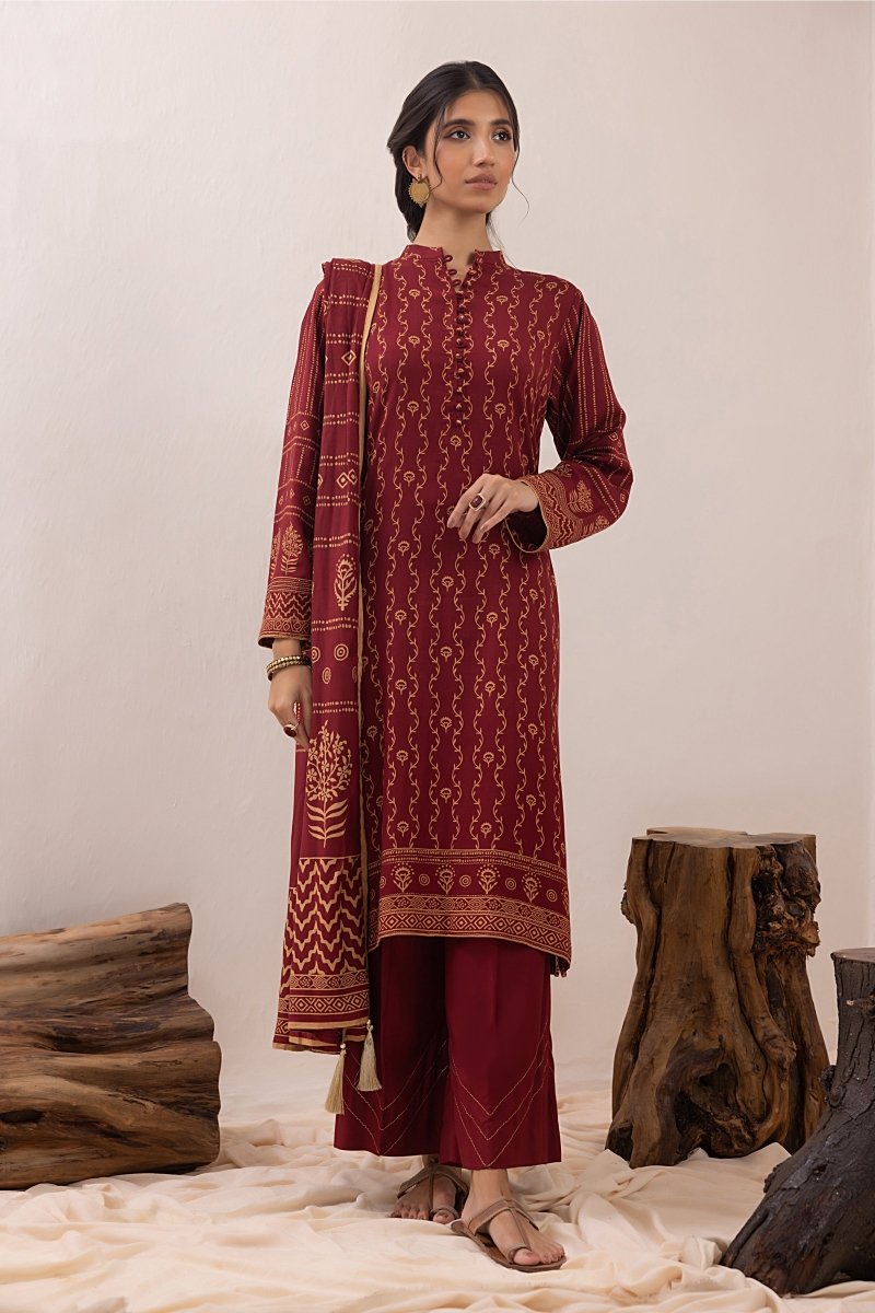 Lakhany 3 Piece Stitched Pashmina Prints Suit LSM-3349