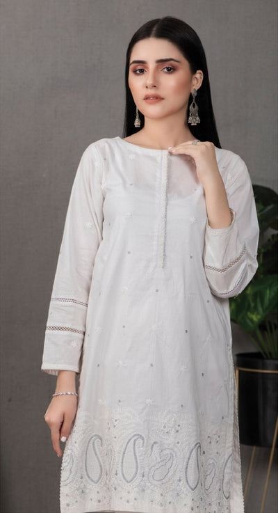 Lakhani Classic White Pret 01 Piece Stitched Embroidered Shirt LSM-2097