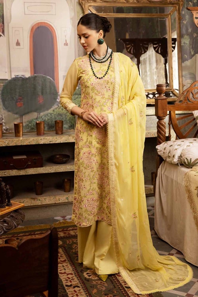 Gul Ahmed 3PC Embroidered Swiss Voile Unstitched Suit with Embroidered Chiffon Dupatta and Inner - LSV-42014