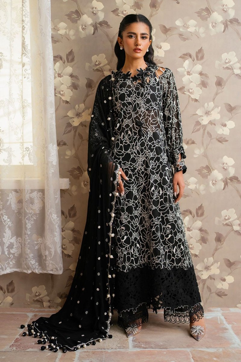 Gul Ahmed 3 Piece Unstitched Embroidered Swiss Voile Suit with Embroidered Chiffon Dupatta LSV-52002