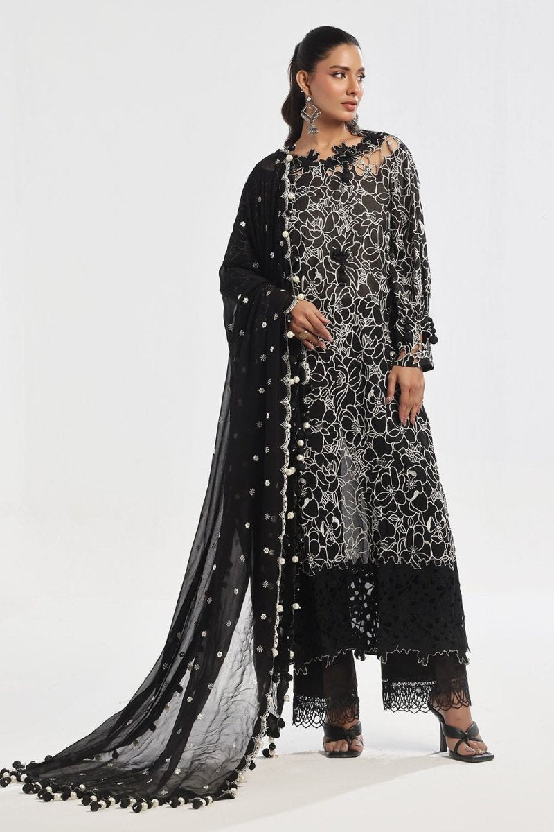 Gul Ahmed 3 Piece Unstitched Embroidered Swiss Voile Suit with Embroidered Chiffon Dupatta LSV-52002