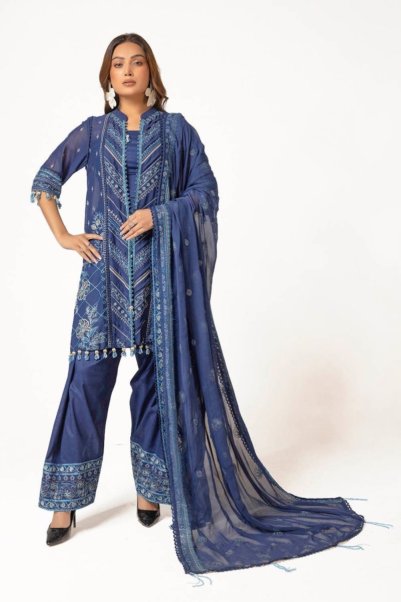 Gul Ahmed 3 Piece Unstitched Embroidered Swiss Voile Suit with Embroidered Chiffon Dupatta LSV-52019