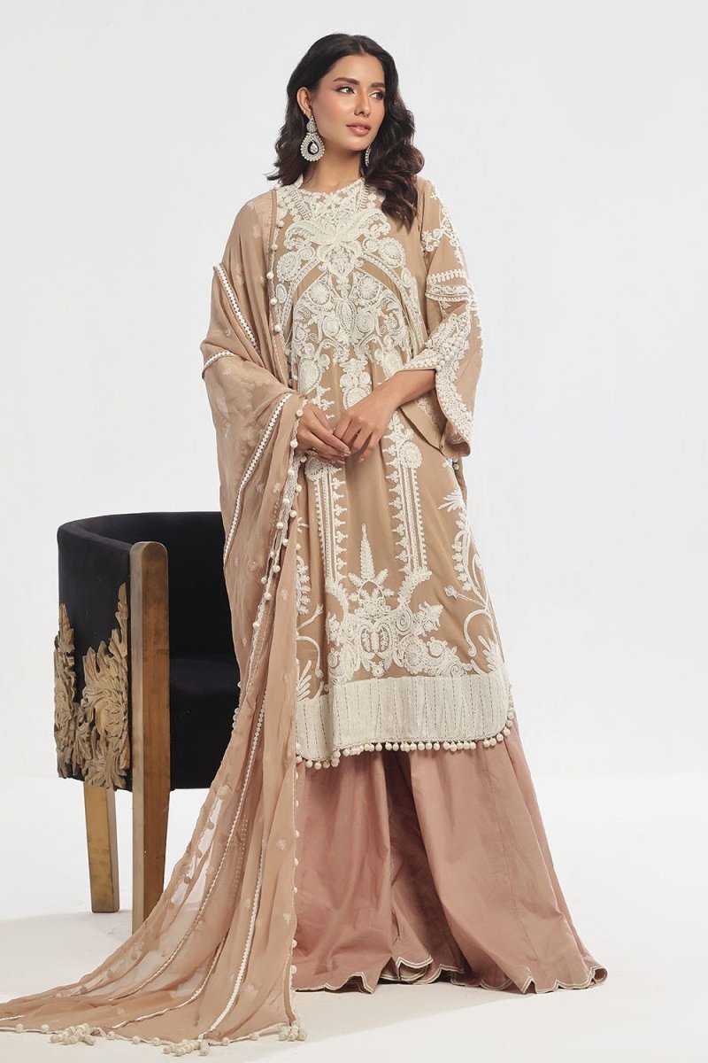 Gul Ahmed 3 Piece Unstitched Embroidered Swiss Voile Suit with Embroidered Chiffon Dupatta LSV-52023