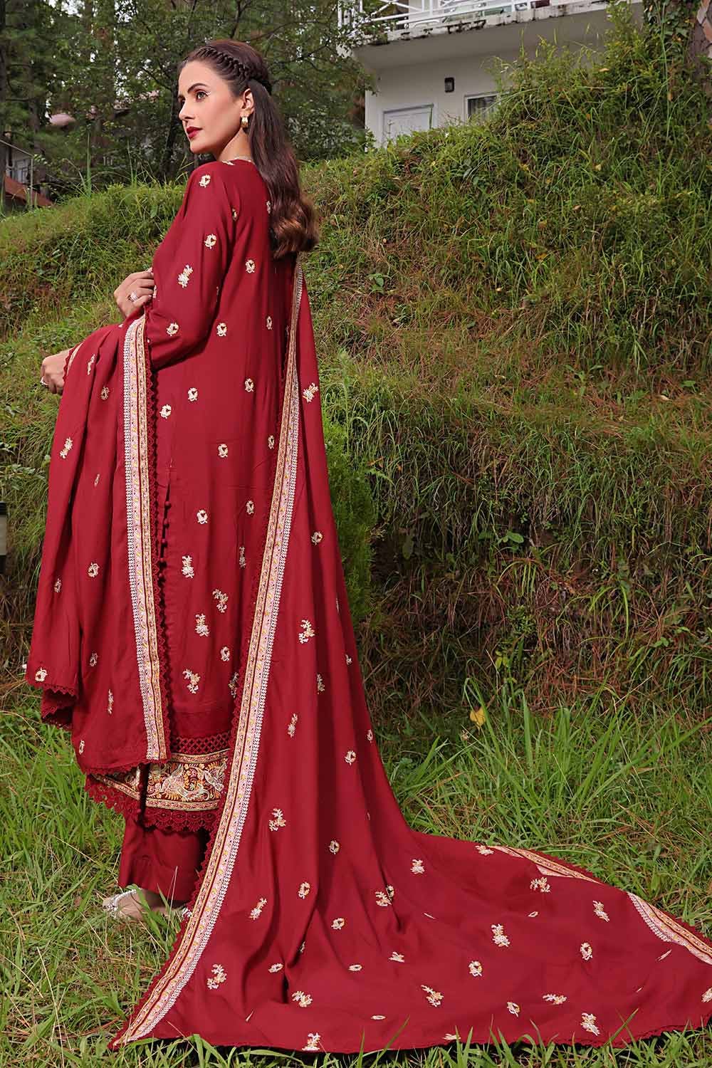 Gul Ahmed 3PC Embroidered Linen Unstitched Suit LT-32012