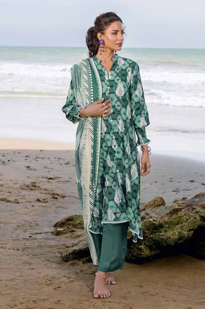 Gul Ahmed 3PC Stitched Printed Dobby Linen Suit LT-32020 B