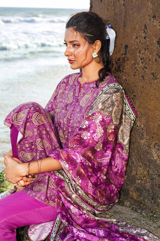 Gul Ahmed 3PC Stitched Printed Linen Suit LT-32021 A