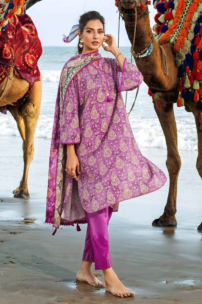 Gul Ahmed 3PC Stitched Printed Linen Suit LT-32021 A