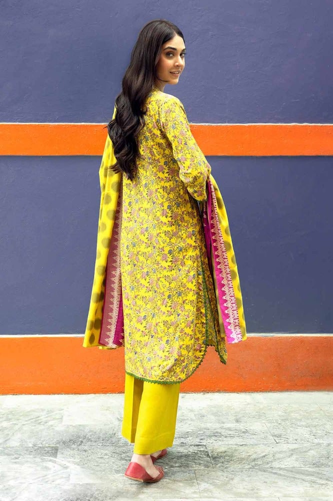 Gul Ahmed 3PC Stitched Printed Dobby Linen Suit LT-32022 A