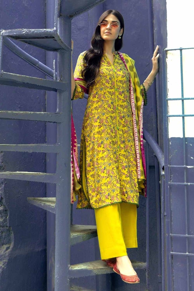 Gul Ahmed 3PC Stitched Printed Dobby Linen Suit LT-32022 A