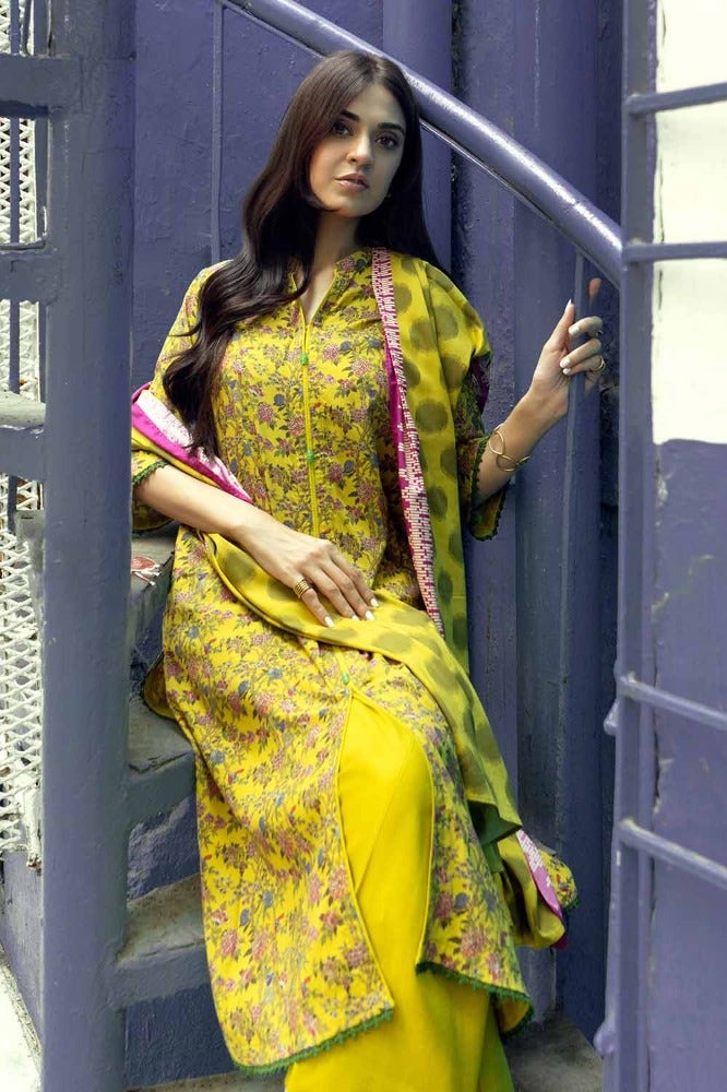 Gul Ahmed 3PC Stitched Printed Dobby Linen Suit LT-32022 A