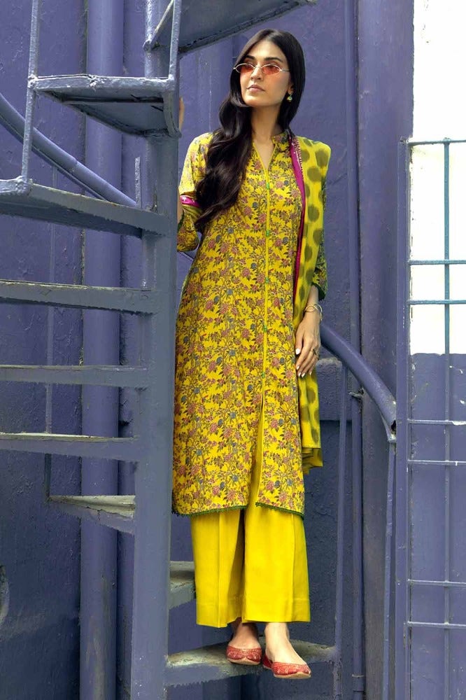 Gul Ahmed 3PC Stitched Printed Dobby Linen Suit LT-32022 A