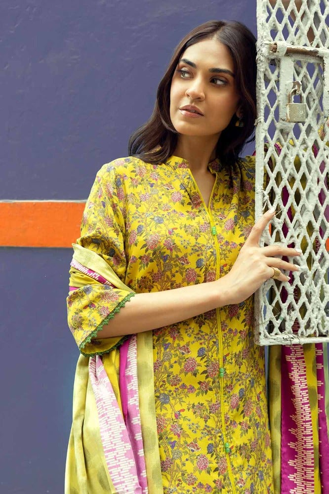 Gul Ahmed 3PC Stitched Printed Dobby Linen Suit LT-32022 A