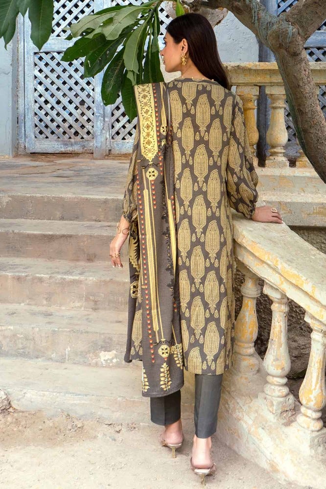 Gul Ahmed 3PC Stitched Digital Printed Dobby Linen Suit LT-32023 A