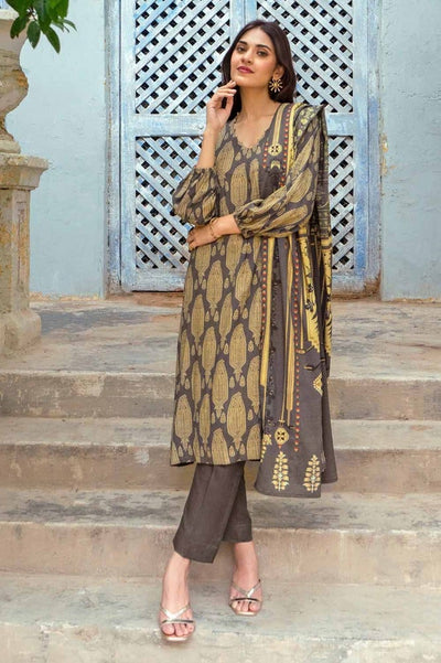 Gul Ahmed 3PC Stitched Digital Printed Dobby Linen Suit LT-32023 A