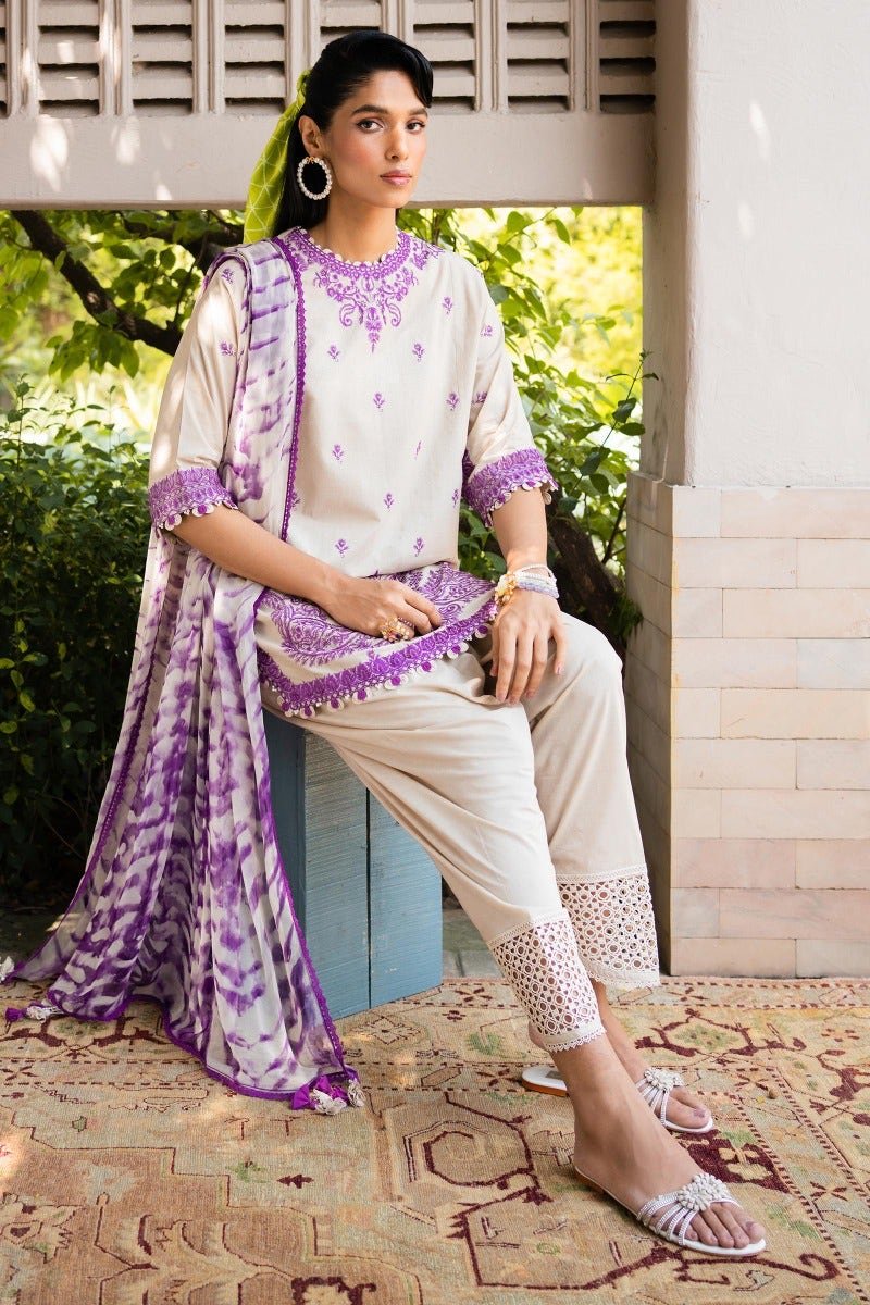 SANA SAFINAZ 3 Piece Unstitched Printed Embroidered Lawn Suit - M232-017B-CJ