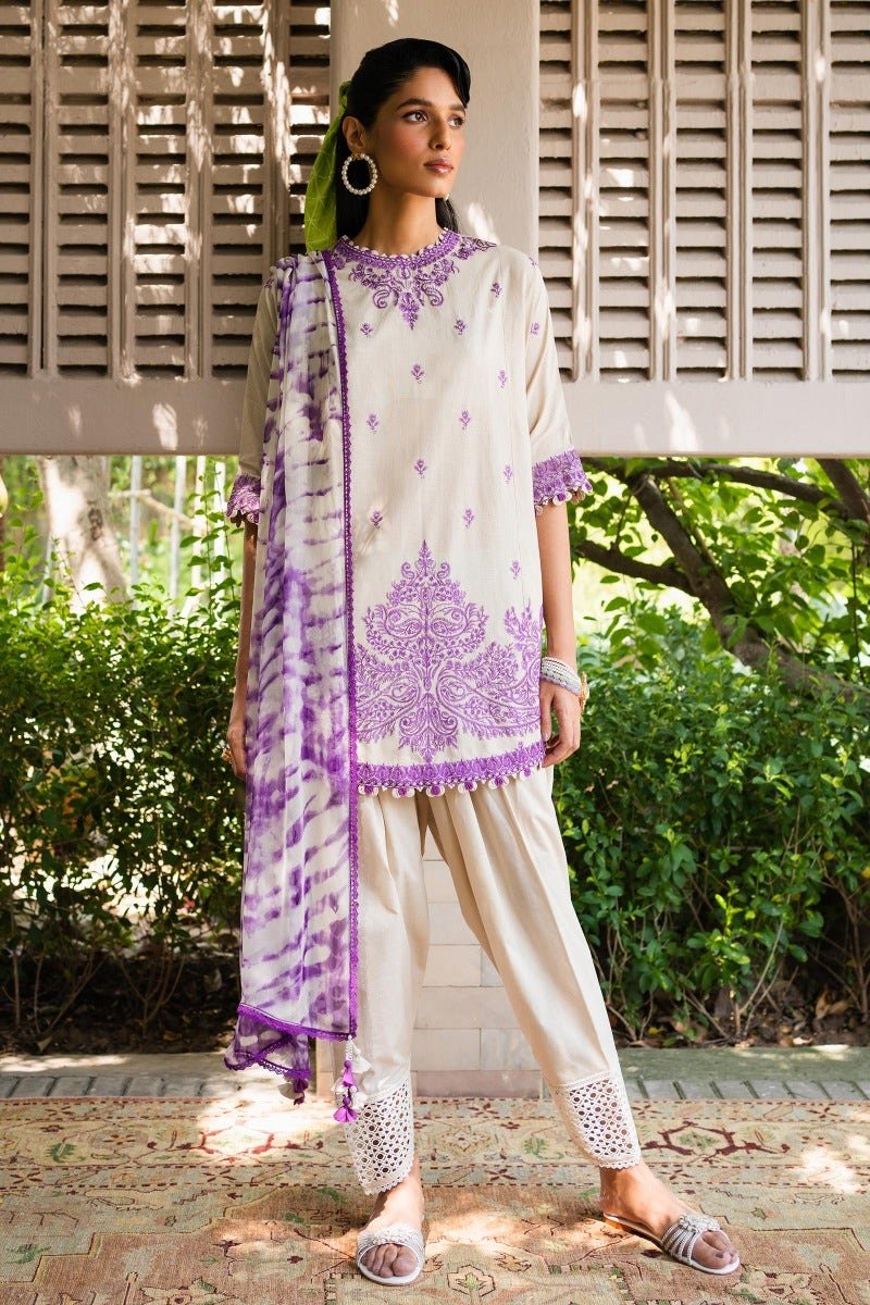 SANA SAFINAZ 3 Piece Unstitched Printed Embroidered Lawn Suit - M232-017B-CJ