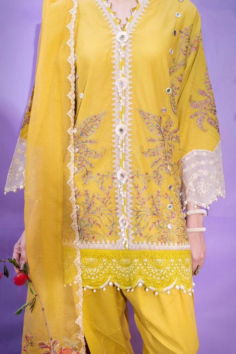 SANA SAFINAZ 3 Piece Unstitched Printed Embroidered Lawn Suit - M232-018A-CX